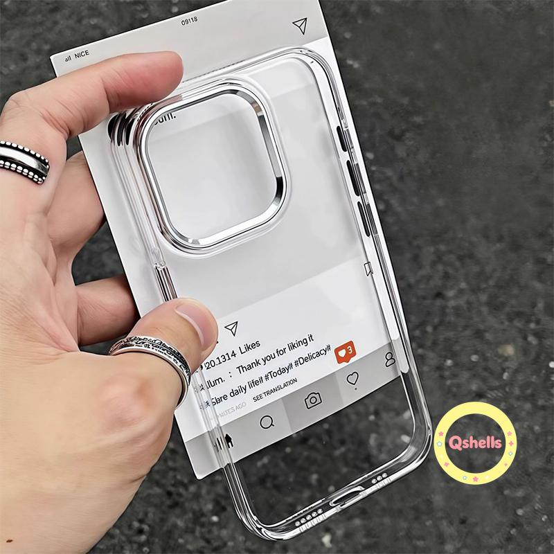 Ốp Lưng Cho IPhone 15 16 13 17 11 14 12 Pro Max X XS Max XR 15 16 14 6 6S 7 8 Plus Trong Suốt Cao Cấp Toàn Bọc Chống Va Đập Viền Camera Kim Loại Mạ Điện