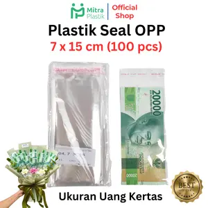 Plastik Seal OPP 7x15 (100 lembar) / Plastik Uang Kertas 7 x 15 Bening Lem Rekat Sendok Prasmanan Tisue Undangan pakaian