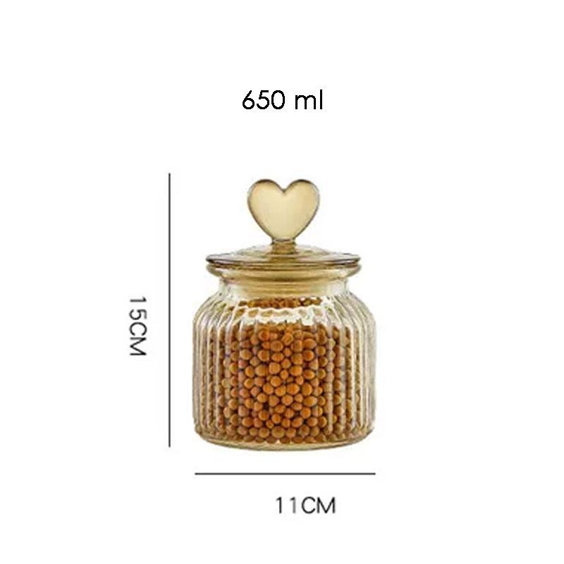 Toples Kaca Aesthetic Kedap Udara Tutup Love Mewah Sealed Food Storage Heart Lid Glass Jar 7