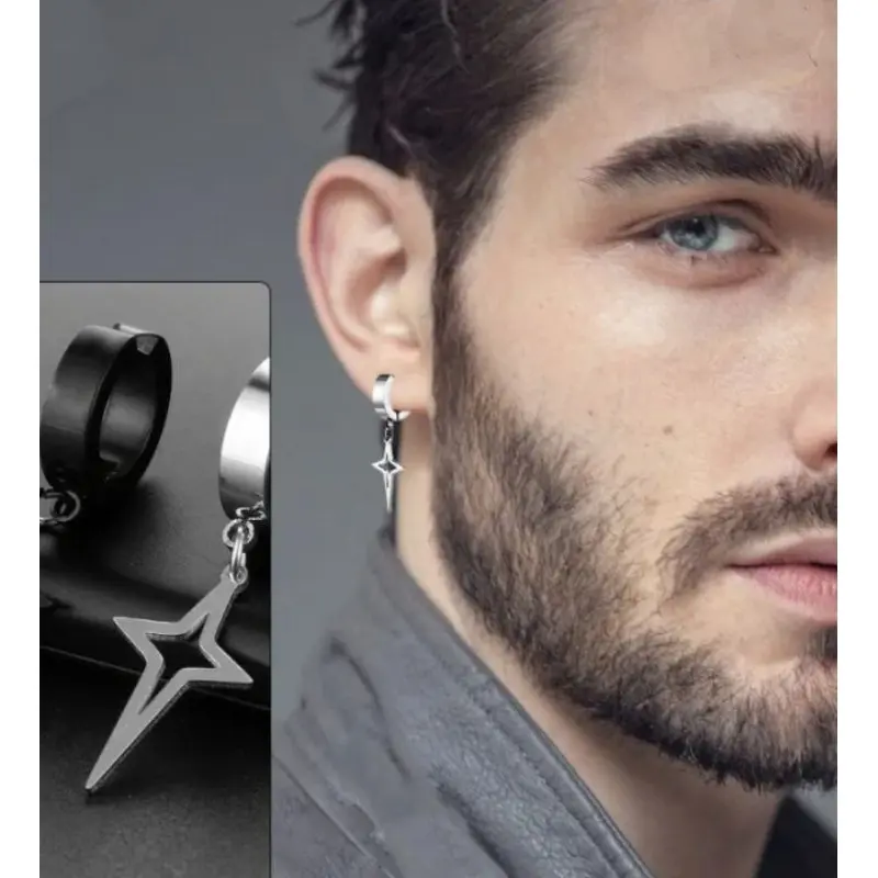 Anting titanium jepit  bintang pria wanita anti karat terbaru anting  jepit anting  jepit 2