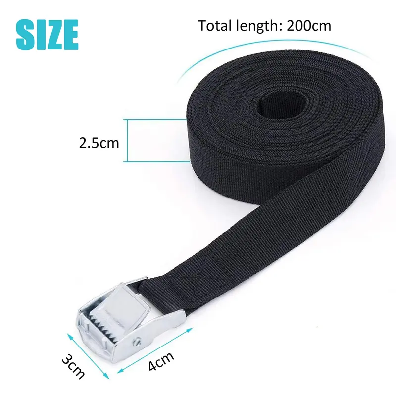 Thắt Lưng Buộc Hàng Hóa, Thắt Lưng Sức Mạnh Có Khóa Sắt, Chiều Rộng 25Mm, Thắt Lưng Buộc Xe Tải, Bộ Điều Chỉnh Độ Dài 2M 1