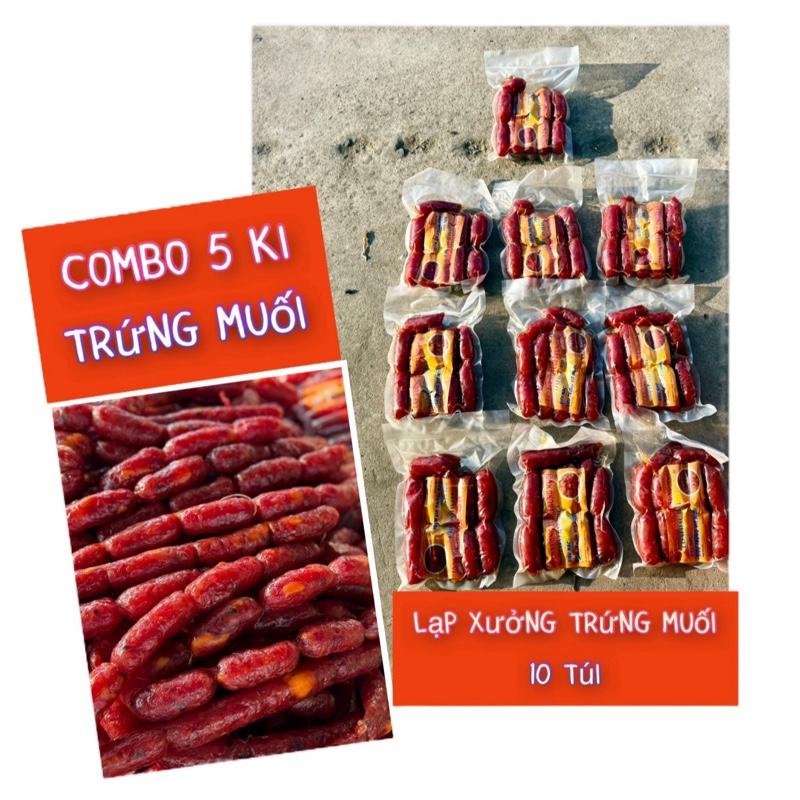  5 ki Lạp Xưởng TRỨNG MUỐI“trứng muối  trộn tay không đều “ hút chân không túi 500 là 10 bịt 