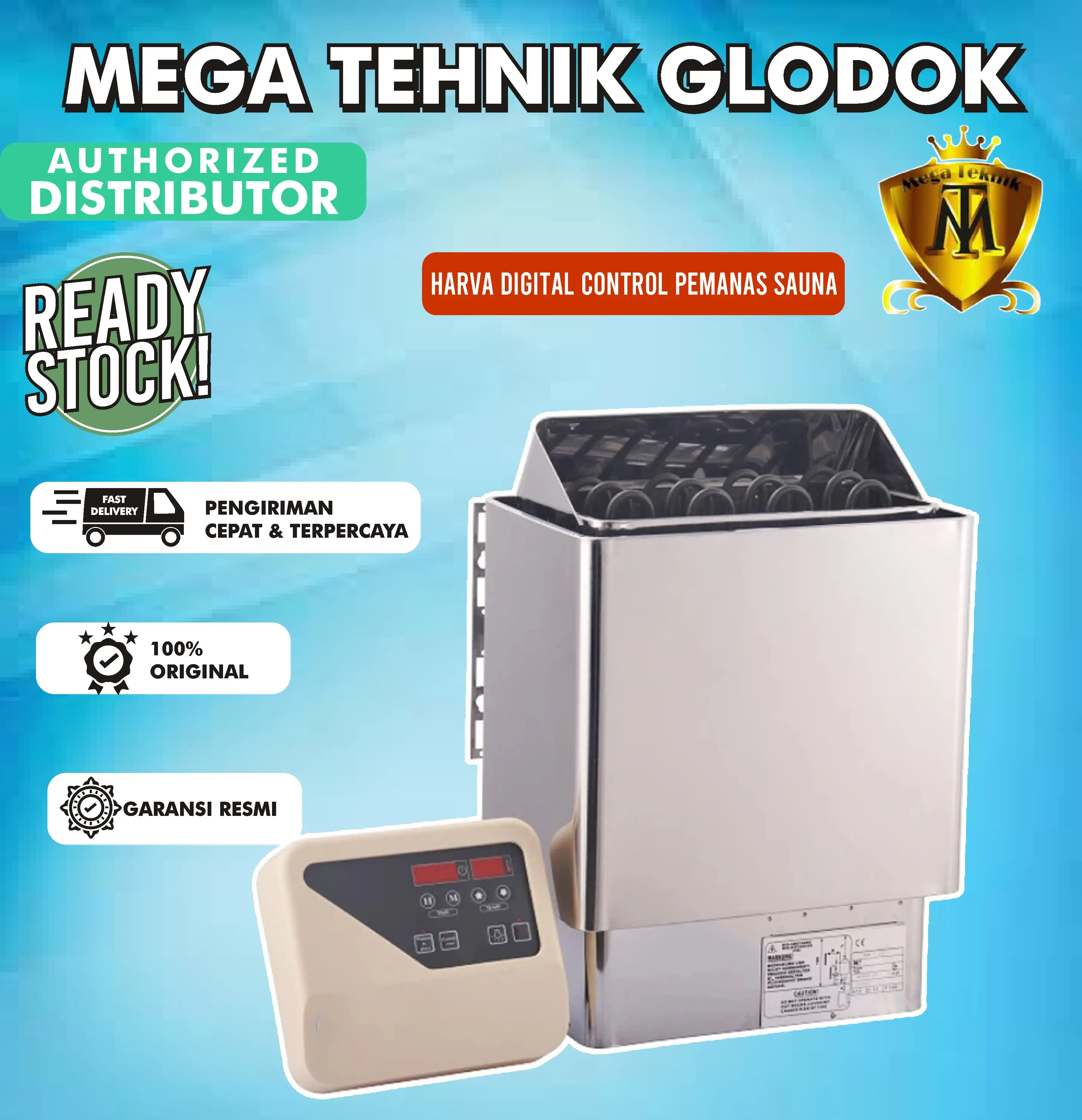 Kompor Tungku Sauna & Spa Electric Heater Stainless Steel HARVA Digital Control Pemanas Sauna for Home Hotel & Gym Made in Finlandia - 9 KW