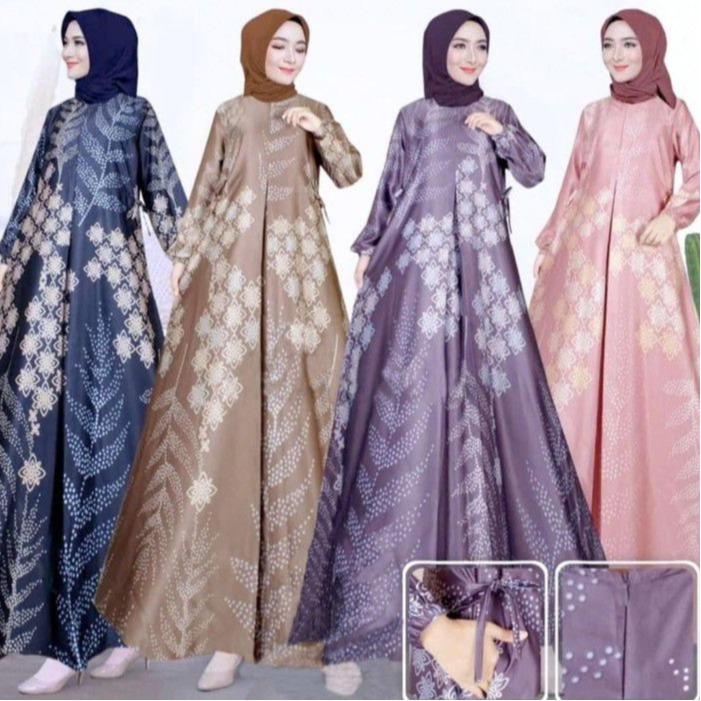 Gamis Kiana Silk / Gamis Silky lengan Karet / Baju Muslim Wanita 1
