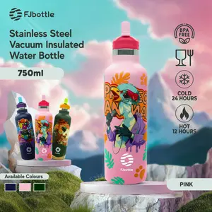 {LIVE} FJbottle - Botol Minum Tumbler Stainless Steel 750ML Edisi Motif Terbatas | Free Brush SR2100PKP
