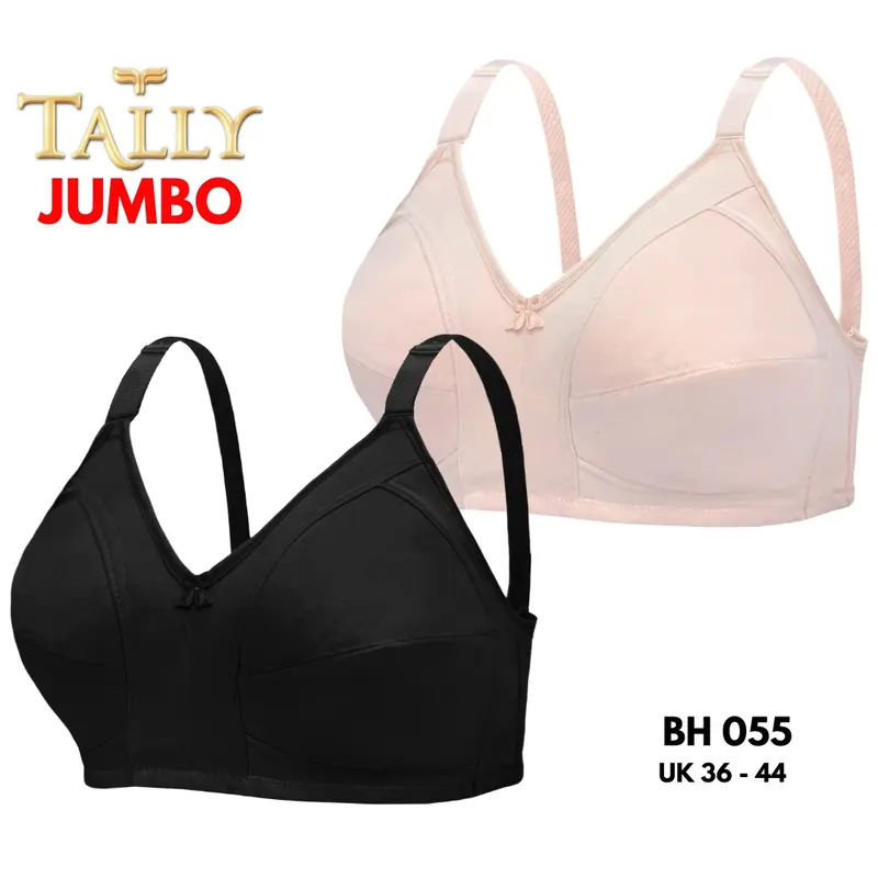 TALLY BH 055 Bra Wanita Tanpa Kawat Tanpa Busa Kait 3 Cup C - D Bra Harian Polos Pakaian Dalam Wanita Lembut dan Adem 5