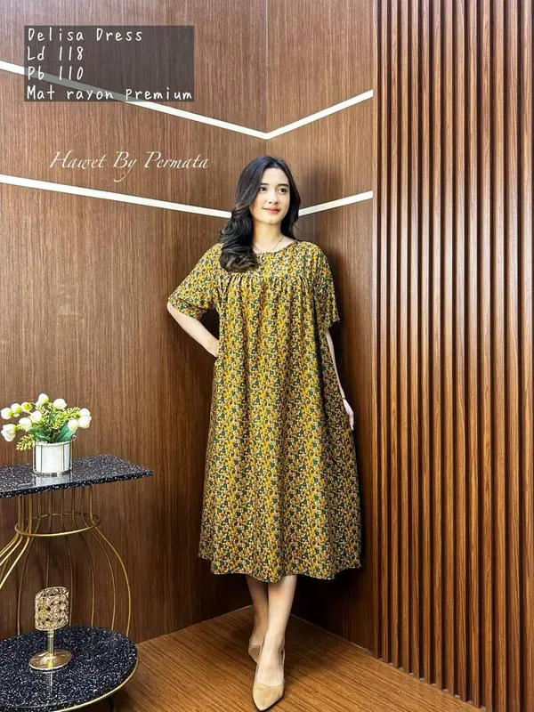 Delisa Dres By Permata Collection Dres Rayon Motif Kekinian 2