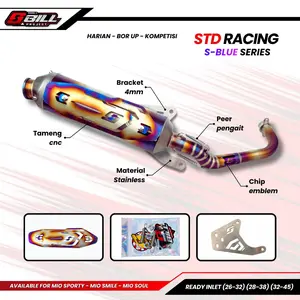 S-Blue Series Knalpot Standar Racing Original Sbill Project (Black Series) Type Motor Mio Sporty Mio Smile Mio Soul M3 Mio J