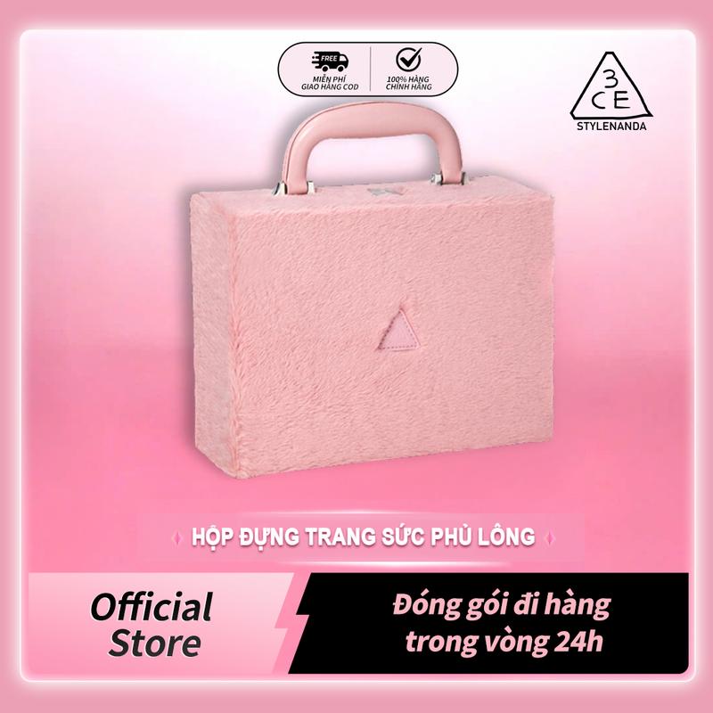  Hộp đựng trang sức có quai kiểu túi xách cao cấp bề mặt phủ lông mịn 3CE Bag 