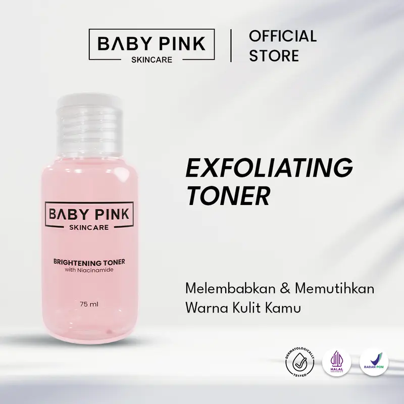 Baby Pink Skincare - Exfoliating Toner Memudarkan Flek Hitam Di Wajah Pemutih Wajah Dan Mengangkat Sel Kulit Mati kotoran Mencerahkan 1