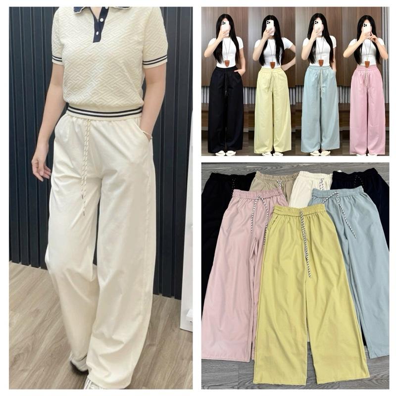 [XẢ KHO QUẦN KAKI ỐNG RỘNG] Combo 2 quần nữ ống rộng cạp chun chất kaki gió rẻ đẹp 2 phiên bản 93 cm và 100 cm