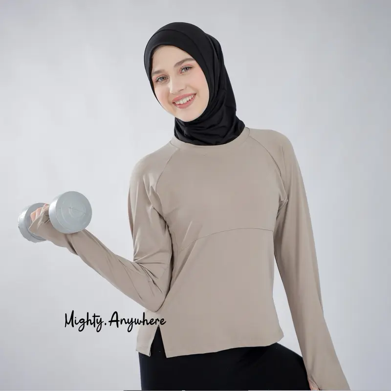 Baju Olahraga Wanita Kaos Lengan PAnjang T-Shirt Yoga Oversize Polos Dewasa Sport (T023)