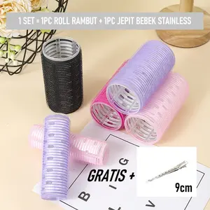 Roll Rambut + JEPIT Bebek Stainless Keriting Gulungan Rambut Poni Hair Curler 1 Set