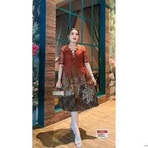 THERESIA - Dres Batik Premium // Dres Pesta Wanita // Dres Kondangan Batik Mix Brokat By AMC