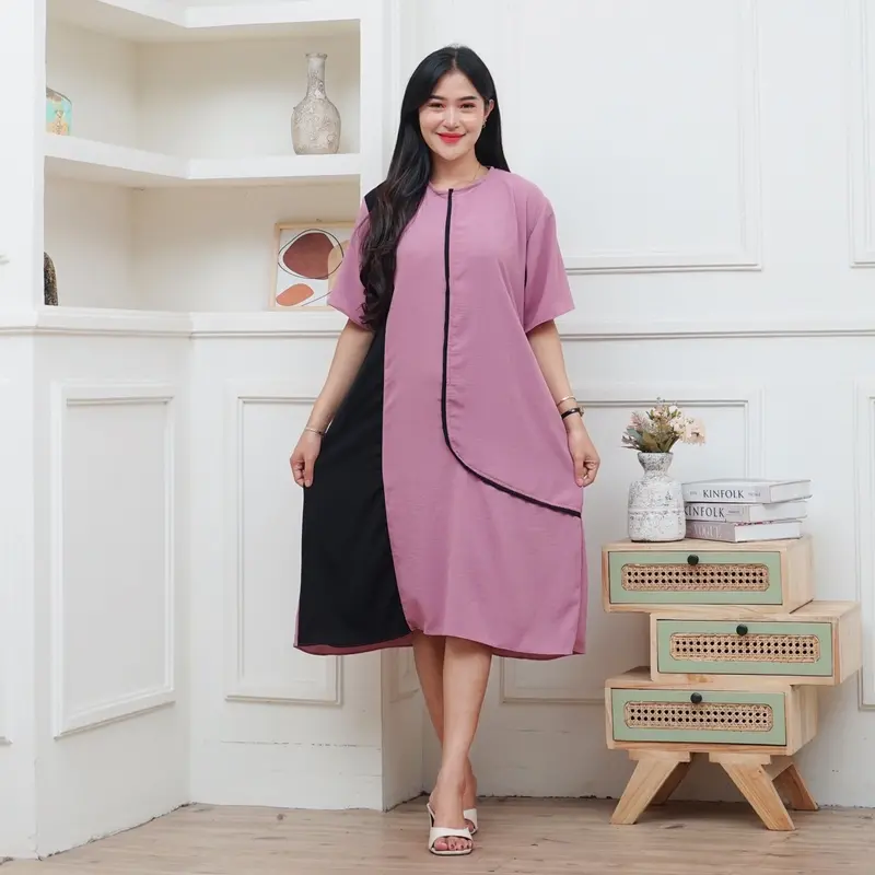 SALMA DRESS DASTER BUSUI FRIENDLY AIRFLOW TERBARU 2024 || DASTER KOMBINASI CRINKLE AIRFLOW GAUN CASUAL 4