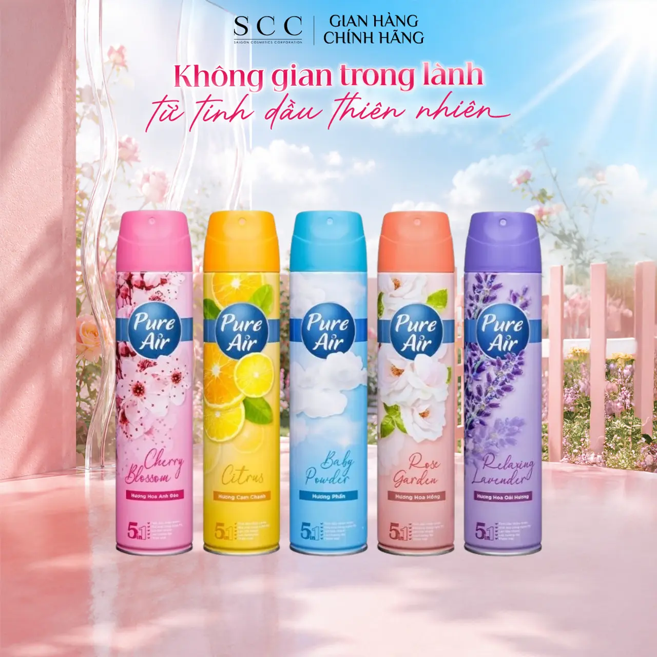 Xịt Phòng Hương Nước Hoa Pure Air 280ml/Chai - Hương Thơm Tự Nhiên An Toàn Cho Sức Khoẻ, Khử Mùi Công Nghệ Mỹ