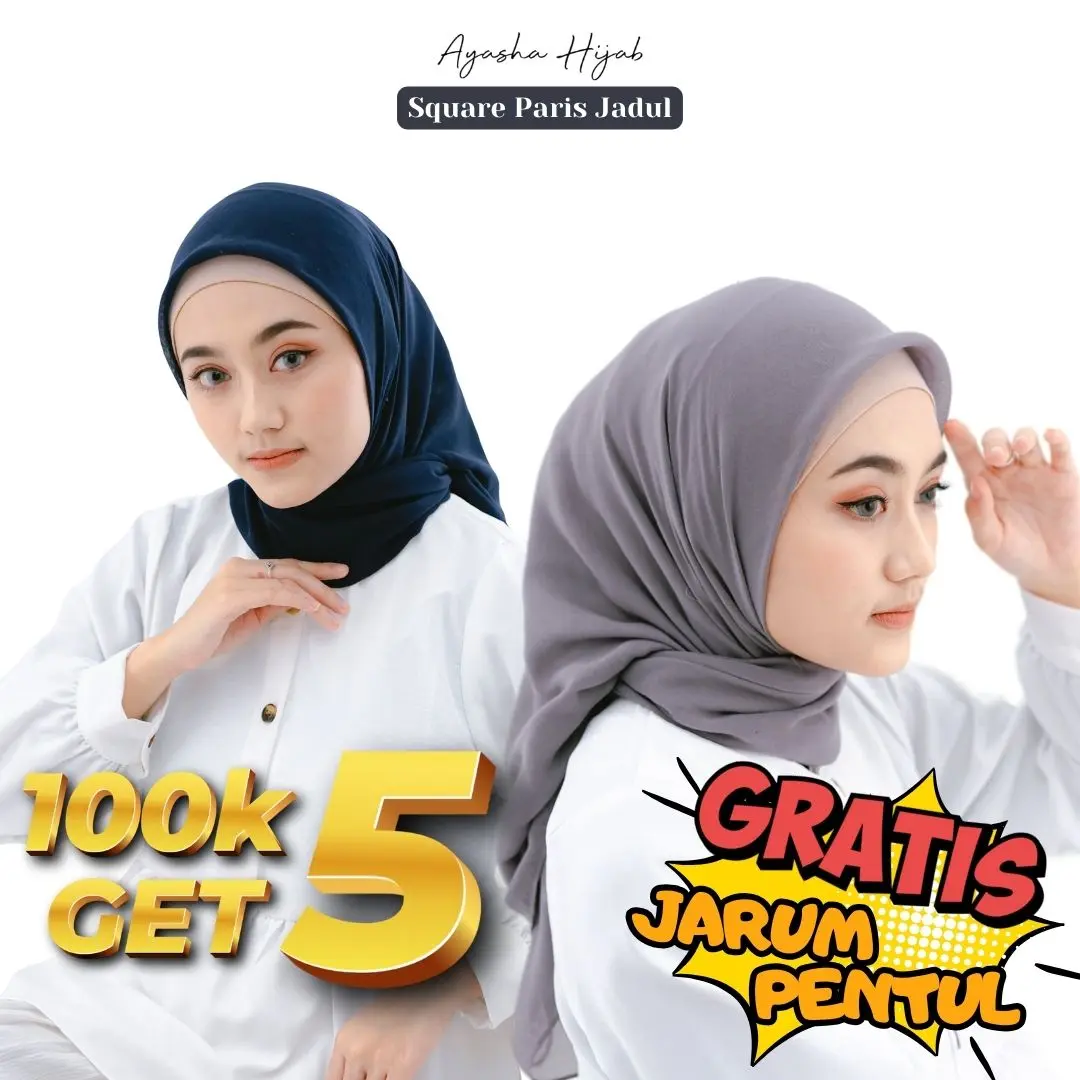 Ayasha Hijab - Paris Jadul Segiempat Basic Plain Square Hijab Premium