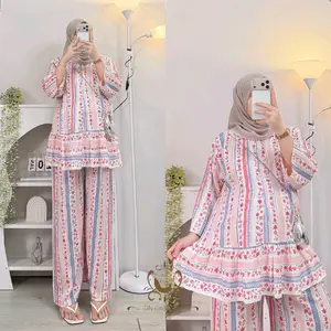 Rafella set Jumbo rayon model crop setelan wanita Celana Kulot Panjang