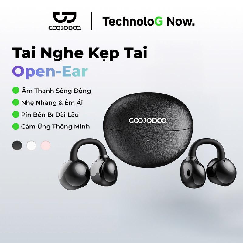 [GOOJODOQ*KOL/KOC] Tai Nghe Kẹp Tai Open-Ear, Âm Thanh Sống Động, Nhẹ Nhàng & Êm Ái, Pin Bền Bỉ Dài Lâu, Cảm Ứng Thông Minh