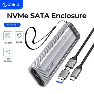 ORICO กล่องใส่ SSD กล่องฮาร์ดดิสก์ M.2 NVMe SATA 10Gbps SSD USB3.2 Gen2 พกพาเดินทาง ระบายความร้อนดีเยี่ยม กันกระแทก รองรับ UASP สำหรับคอมพิวเตอร์ ไอโฟน แท็บเล็ต (AXM2)