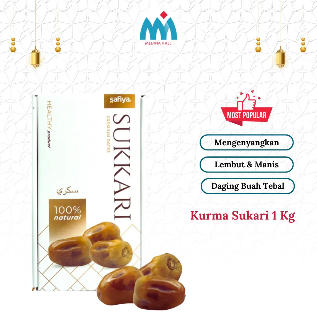 Kurma Sukari Safiya 1 Kg Kurma Sukkari Raja Lembut Manis