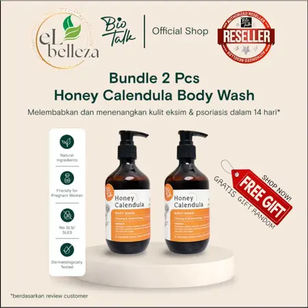 BIOTALK HONEY CALENDULA BODY WASH Melembabkan dan Menenangkan Kulit Eksim Psoriasis Sensitif Alergi Kering 300ML 1