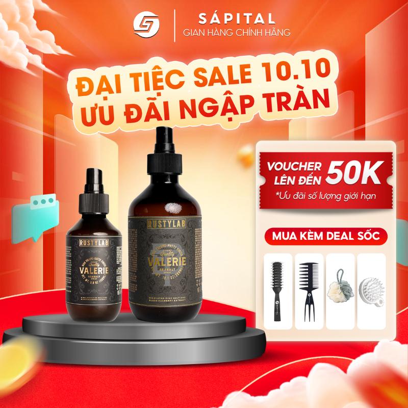 Xịt tạo phồng tóc Pre-styling Rusty Lab Valerie - Hạn chế dầu thừa - Hỗ trợ Dưỡng Tóc, cân bằng độ ẩm cho tóc và da đầu - Hỗ trợ giữ nếp, tăng độ phồng cho tóc nam - Tặng kèm lược bán nguyệt Chaoba