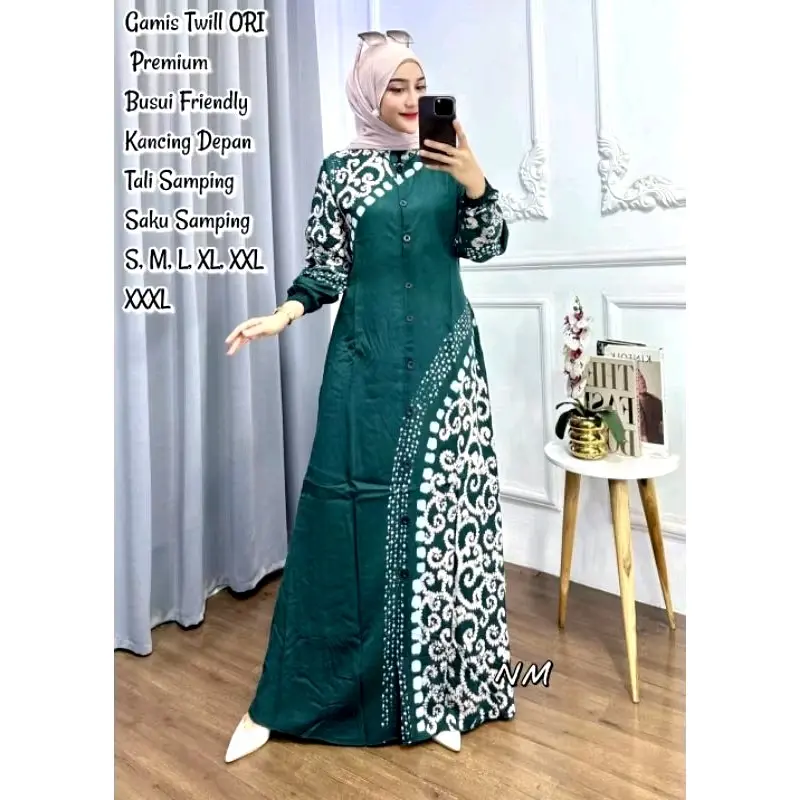 Gamis Twill Ori Cap Malaman Premium Full Kancing Busui Friendly Muslim Panjang 3