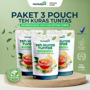 HerbalPro Teh Kuras Tuntas Original 3 Pouch Isi 20 Kantung Teh