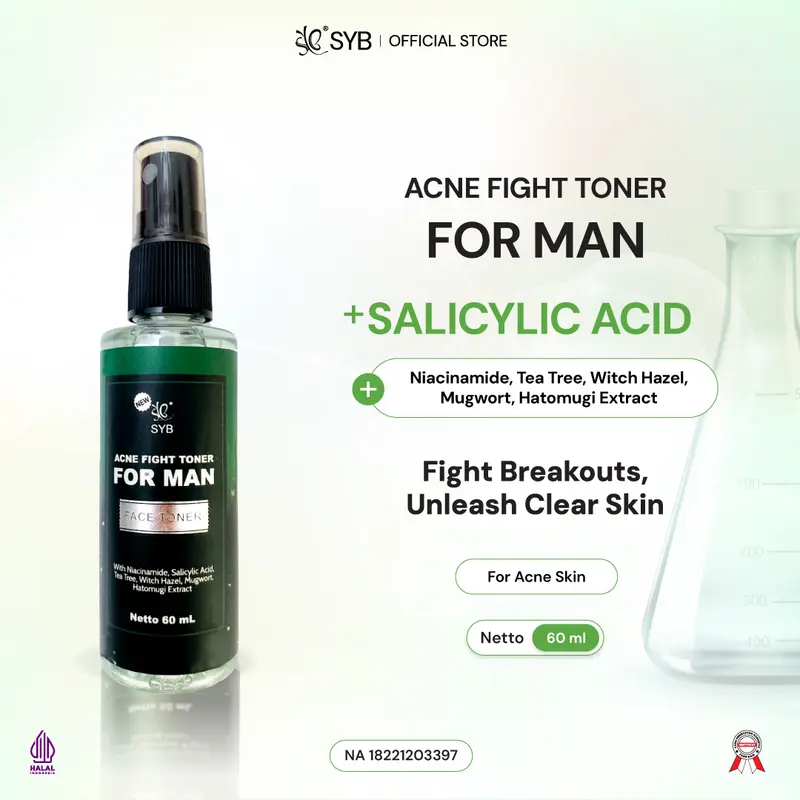 SYB Face Care For Man Original Brightening & Acne Series [Paket Perawatan Wajah Pria untuk Membersihkan & Mencerahkan dengan Niacinamide Salicylic Acid & Witch Hazel Extract] 8