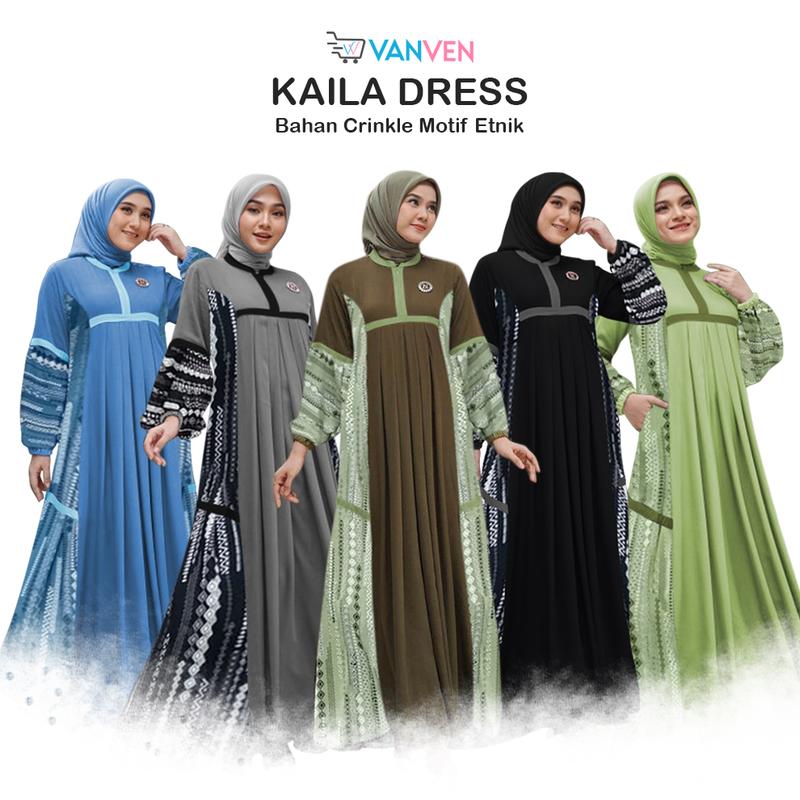 Product Introduction of VANVEN - Kaila Dress Gamis 2025 Model Baru Elegan Simple Baju Gamis Lebaran 2025 Idul Fitri Remaja Aesthetic Airflow Crinkle 2