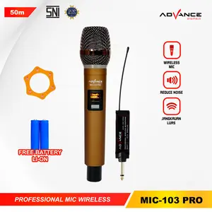 【COD】Advance Mic-103 Pro Microphone Wireless Single Recharger Garansi Resmi 1 Tahun Led  Mikrofon
