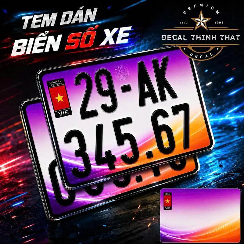 Bộ Ticker Trang Trí Biển Số Xe Máy Mẫu Nhiều Màu - Decal 3 Lớp Chất Liệu PVC, Chống Nước Bám Dính Chắc.