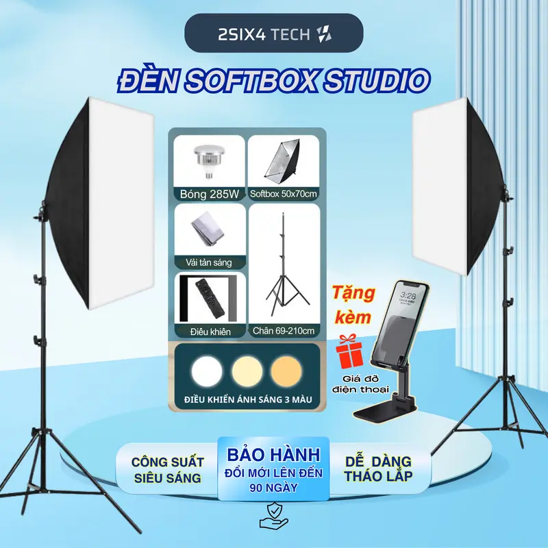 Đèn Softbox Hỗ Trợ Chụp Ảnh, Quay Phim, Livestream Studio Chuyên Nghiệp Kèm Chân Tripod Cao 0