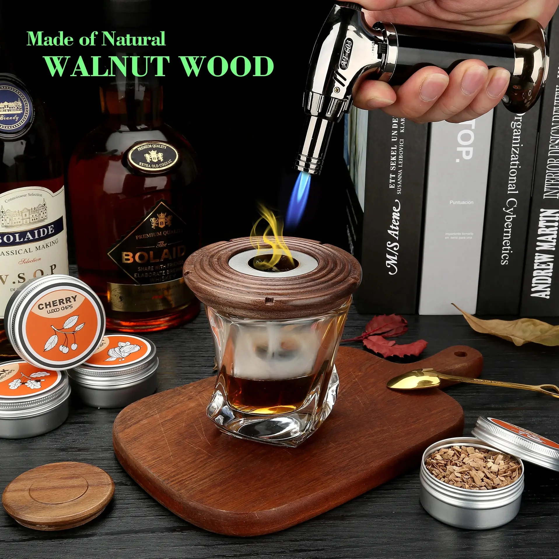 One Two Cups Set Alat Pengasap Cocktail Smoker Kit with 4 Wood Chips - TPY-40