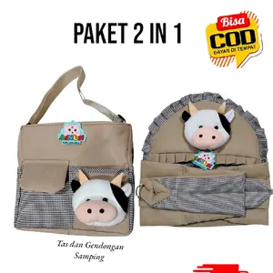 Paket 2 in 1 Tas Boneka Dan Gendongan Samping Topi Boneka Bayi