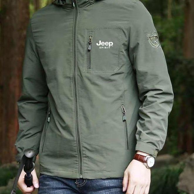JEEP SPIRIT-Áo Khoác Có Mũ Cho Nam, Áo Khoác Nhiều Túi Thường Ngày, Phần Mỏng, Mùa Thu, 1941 ESTD 2022, Cỡ Lớn