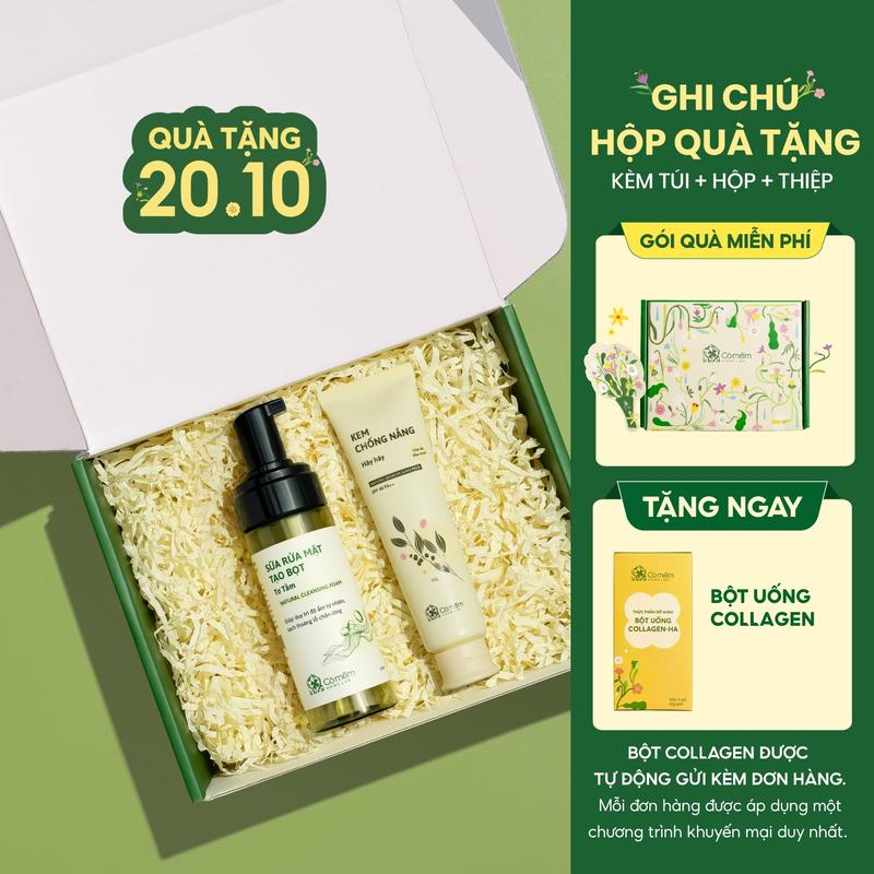 Bộ Chăm Sóc Da Gồm Kem Chống Nắng Và Sữa Rửa Mặt Tạo Bọt Thiên Nhiên Lành Tính Cỏ Mềm