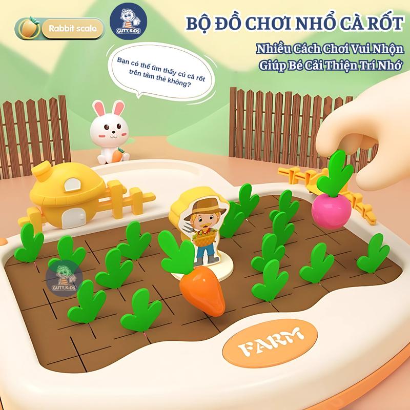 Đồ Chơi Nhổ Củ Cà Rốt Nông Trại GutyKids Rèn Luyện Trí Nhớ Tập Cầm Nắm Tăng Phản Xạ Cho Bé