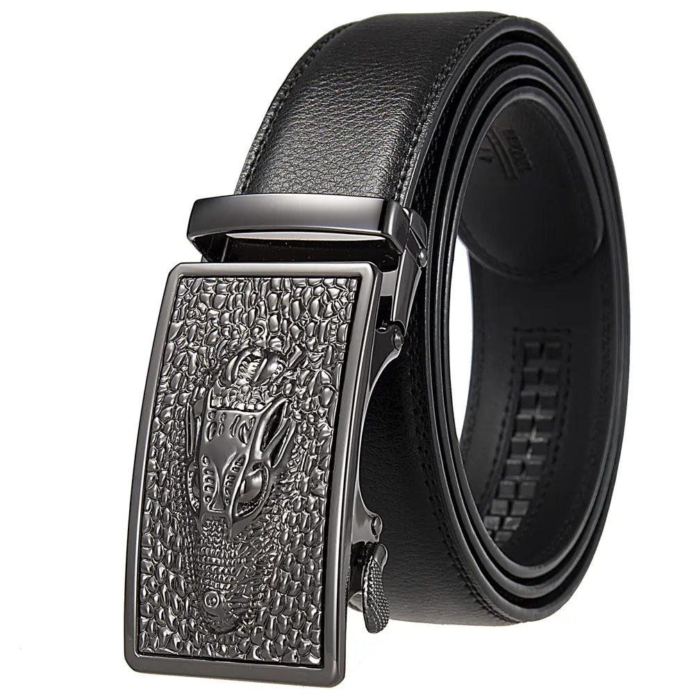 Men&#39;s leather belt automatic buckle belt casual versatile belt fashionable young and middle-aged trend business belt