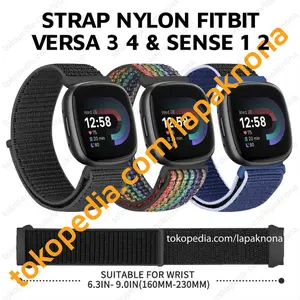 NEW WOVEN Strap Fitbit Versa 4 3 Sense 2 1 Watch Nylon Nilon Tali Jam