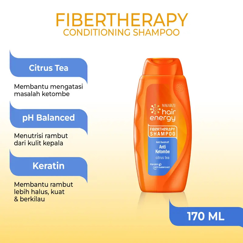 Makarizo Hair Energy Fibertheraphy Shampoo Anti Dandruff Citrus Tea 170mL / Haircare / Perawatan / Conditioner Sampo / Membersihkan Ketombe / Extract 1