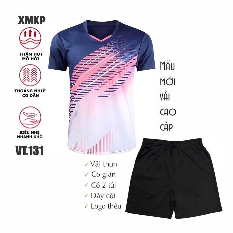 Áo Cầu lông Pickleball Bóng bàn Bóng chuyền Bóng rổ Nam Nữ vải mè kim cao cấp mát rất đẹp VT131