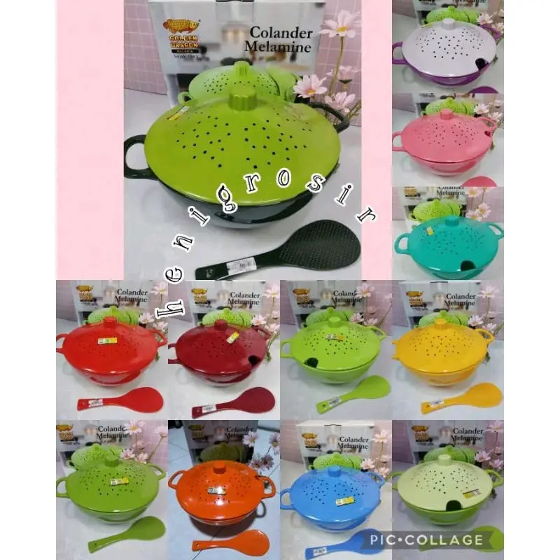 Tempat Nasi Colander Golden Dragon Melamin K0101K (2liter) - Sangku Nasi Melamin Wadah