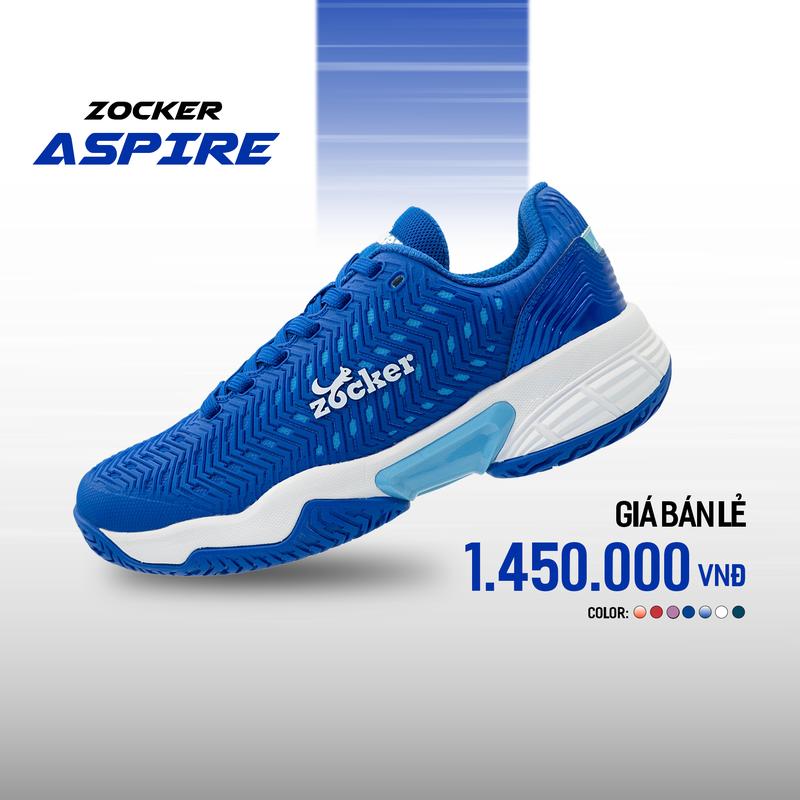 Giày Pickleball Zocker Aspire đế siêu bền ma sát tốt tăng 1 size so với giày thể thao thông thường