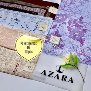 PAKET HEMAT Kerudung Motif 10 AZARA dengan POUCH LOGO BESI AZ (RANDOM) - Segi Empat Voal Premium Jilbab Muslim Square