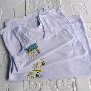 6PCS Singlet Anak Salur Putih Bahan Tebal Lembut/Bahan Katun Size S-6L/Kaos Dalam Anak Pria dan Wanita Baju Singlet Anak Fashion laki