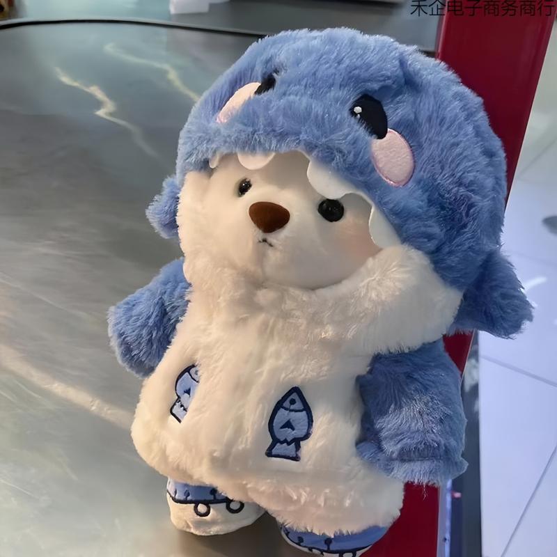 Gấu teddy trẻ em Weihuimei đội mũ, quần áo búp bê, gấu cá dễ thương, quà tặng…