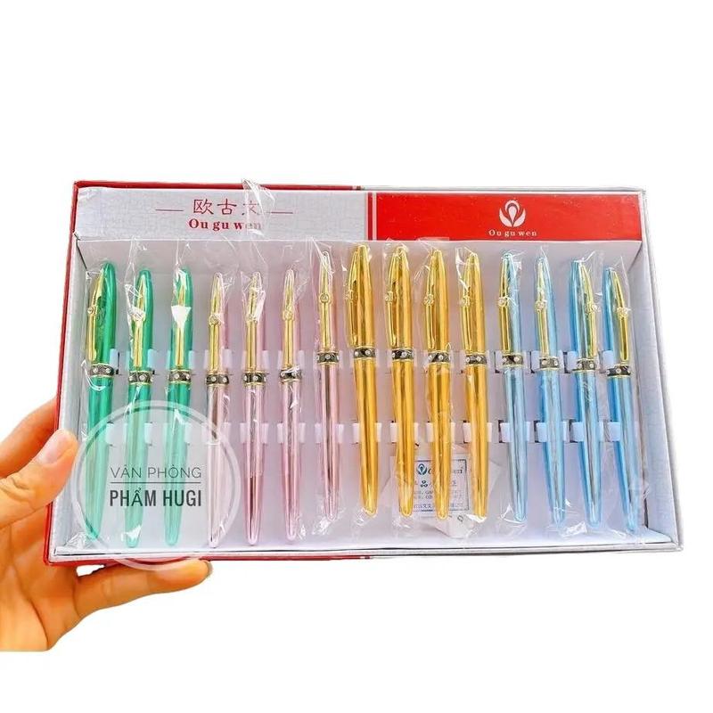 Bút Máy Ouguwen 873 – Ngòi Kim Tinh Lá Tre, Tạo Nét Thanh Đậm, Đính Đá Dễ Thương