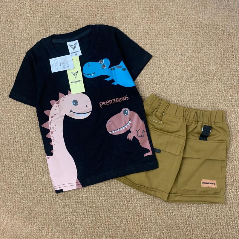 BRAVEKIDS FASHION - DINO CHARACTER SETELAN ANAK COTTON COMBED 24S 1-5 TAHUN 6